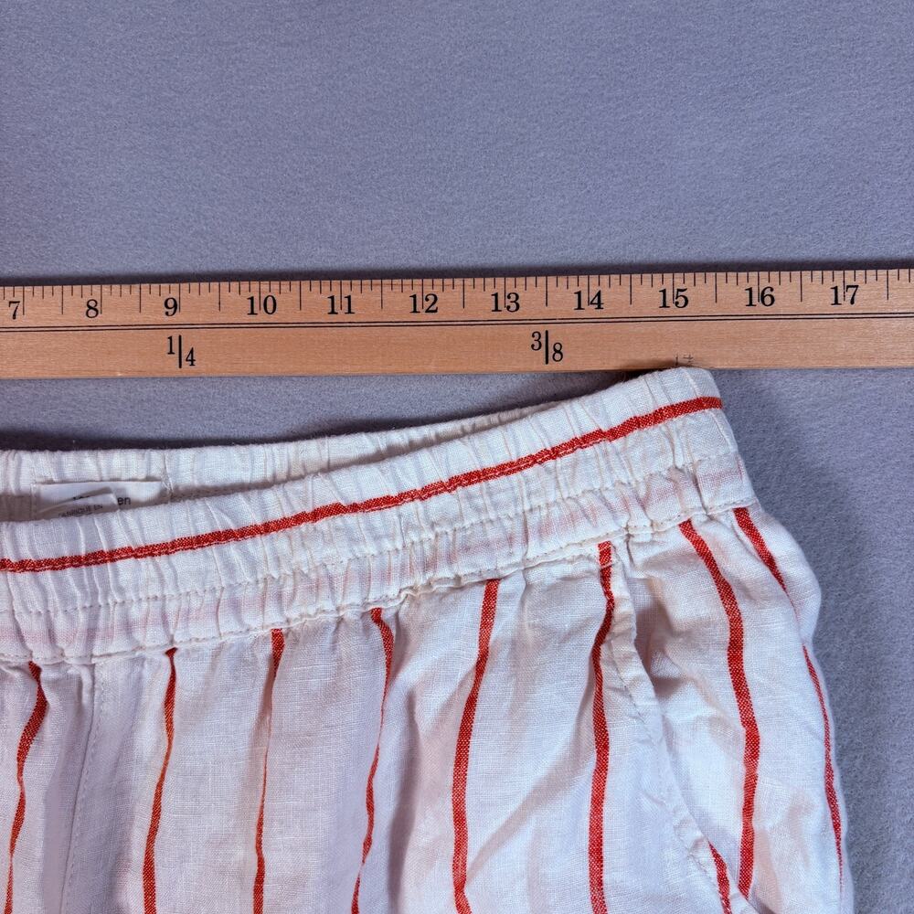 C&C California Pants Womens Large Orange White Striped 100% Linen Beach Good - Picture 5 of 7